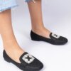marka niezdefiniowana Black glitter moccasins with rhinestones Sawelia