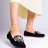 marka niezdefiniowana Black loafers decorated with crystals Saredo