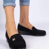 marka niezdefiniowana Black loafers with a wedge made of eco-suede Sarimi