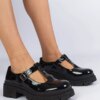 marka niezdefiniowana Black patent platform shoes Kalaro