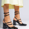 marka niezdefiniowana Black patent pumps on a block heel Ferida