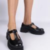marka niezdefiniowana Black platform shoes made of eco-leather Nella