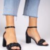 marka niezdefiniowana Black sandals with a closed heel on a block heel Kolombo