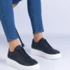 marka niezdefiniowana Black sneakers with a breathable pattern on a thick sole Lusinda