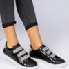 marka niezdefiniowana Black sneakers with animal print finish