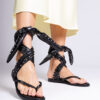marka niezdefiniowana Black thong sandals tied around the leg Santrium