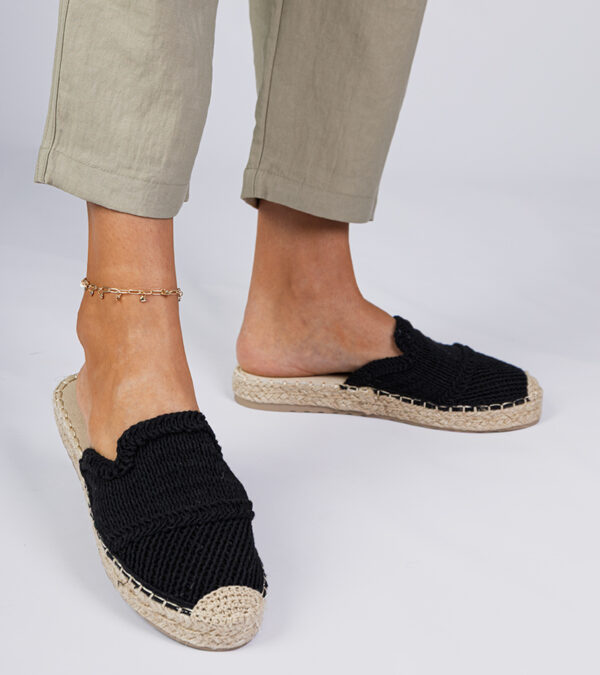 marka niezdefiniowana Black women's espadrille slides Pretino