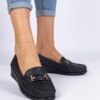 marka niezdefiniowana Black women's loafers with a wedge made of eco-leather Kappi