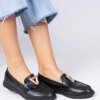 marka niezdefiniowana Black women's moccasins with elegant decoration Viletta