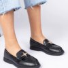 marka niezdefiniowana Black women's moccasins with gold decoration Senna