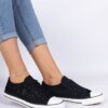 marka niezdefiniowana Black women's perforated sneakers Saha