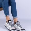 marka niezdefiniowana Black women's sneakers with decorative laces Grejs
