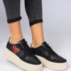 marka niezdefiniowana Black women's sneakers with glittery heart Laira