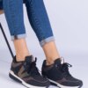 marka niezdefiniowana Black women's sneakers with hidden wedge Ninella