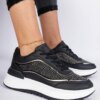 marka niezdefiniowana Black women's sneakers with rhinestones Fucco