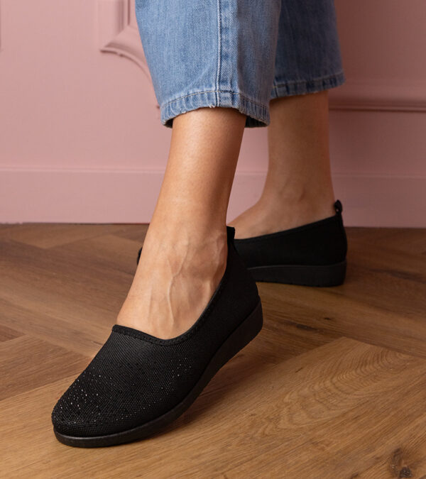 marka niezdefiniowana Black women's sneakers with rhinestones Luizet