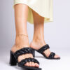 marka niezdefiniowana Black woven slides on a heel Astrika