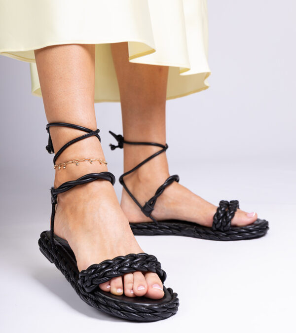 marka niezdefiniowana Black woven women's sandals Tarina