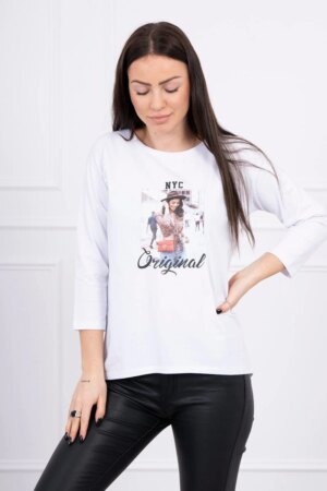 marka niezdefiniowana Blouse with print Original white