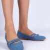 marka niezdefiniowana Blue women's ballerinas made of matte eco-leather Baronna