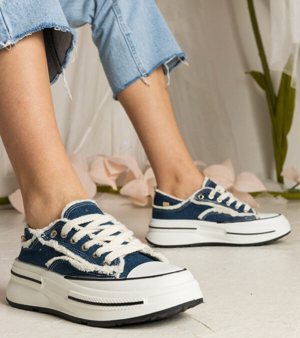 marka niezdefiniowana Blue women's high-sole sneakers Kallara
