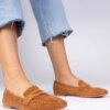 marka niezdefiniowana Brown elegant faux-suede moccasins Palmarina