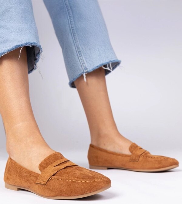 marka niezdefiniowana Brown elegant faux-suede moccasins Palmarina