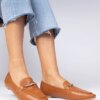 marka niezdefiniowana Brown elegant moccasins with gold decoration and rhinestones Kalisa