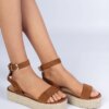 marka niezdefiniowana Brown espadrille sandals on a platform Kalesio