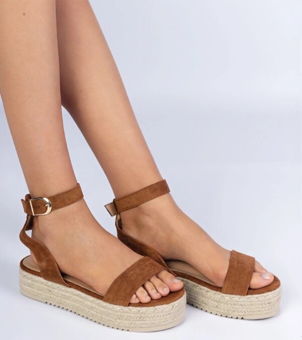 marka niezdefiniowana Brown espadrille sandals on a platform Kalesio