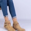 marka niezdefiniowana Brown flat ankle boots with a cutout and a buckle Savaner
