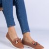 marka niezdefiniowana Brown loafers decorated with a bow and a gold teddy bear Nensi