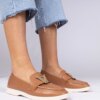 marka niezdefiniowana Brown women's moccasins with elegant decoration Viletta