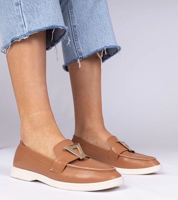 marka niezdefiniowana Brown women's moccasins with elegant decoration Viletta
