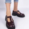 marka niezdefiniowana Burgundy platform shoes made of eco-leather Nella