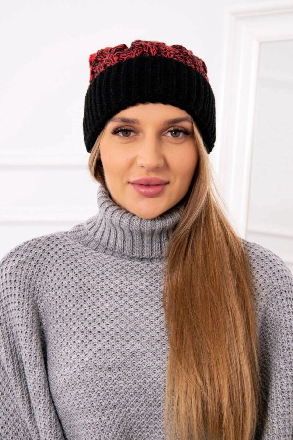 marka niezdefiniowana Cap with a pompom Abigail K326 black+raspberry