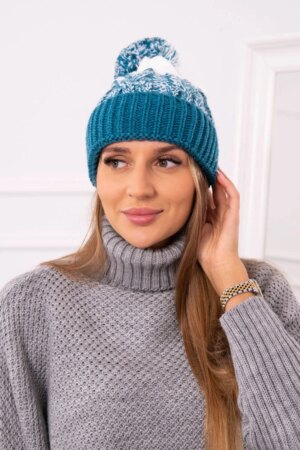 marka niezdefiniowana Cap with a pompom Abigail K326 powdered pink+ecru