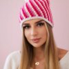 marka niezdefiniowana Cap with a pompom Hanna K328 white+fuchsia