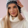 marka niezdefiniowana Cap with a pompom Rosa K368 white+graphite+black