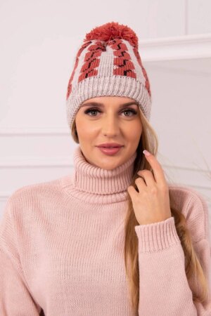 marka niezdefiniowana Cap with a pompom Rozalia K323 red+beige