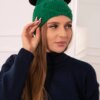 marka niezdefiniowana Cap with fleece 2 pompoms K291 green
