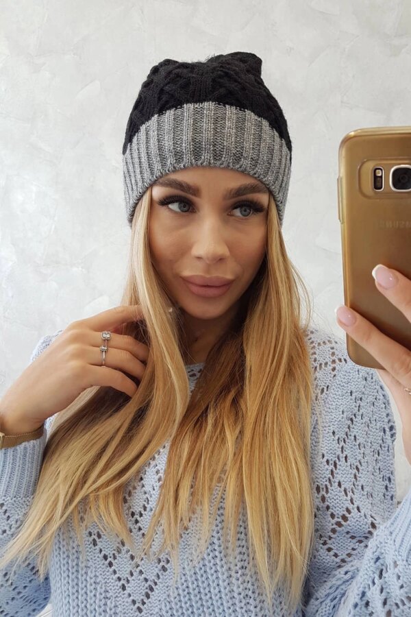 marka niezdefiniowana Cap with fleece Bibiana K264 dark gray + black