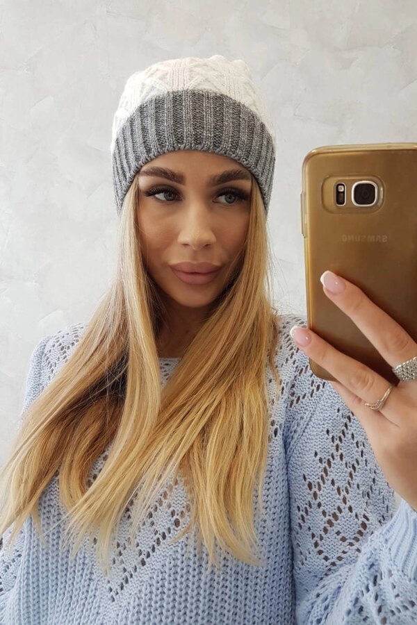 marka niezdefiniowana Cap with fleece Bibiana K264 purple + white