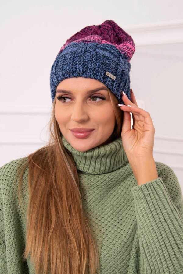 marka niezdefiniowana Cap with fleece Dolores K303 jeans+pink+dark purple