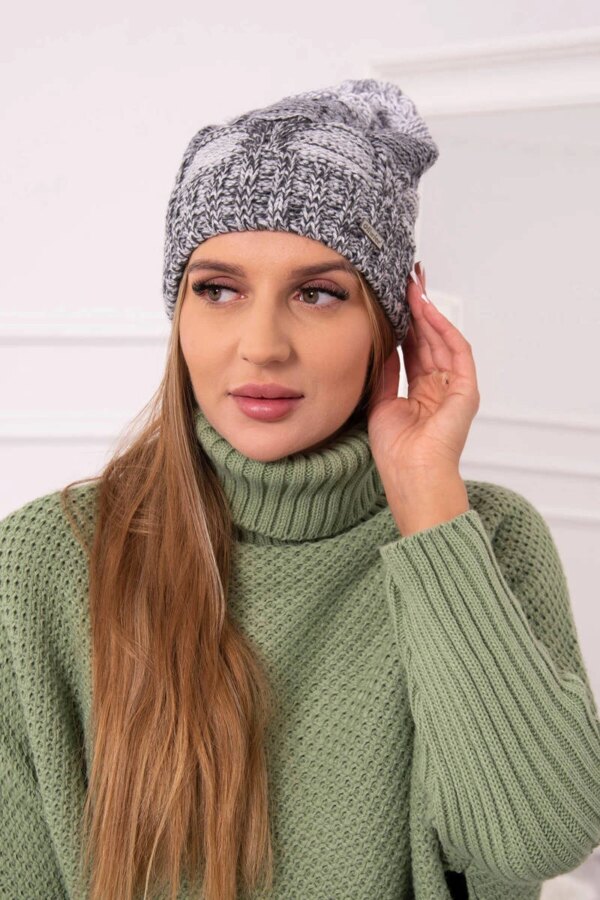 marka niezdefiniowana Cap with fleece Dolores K303 light grey+dark grey+white