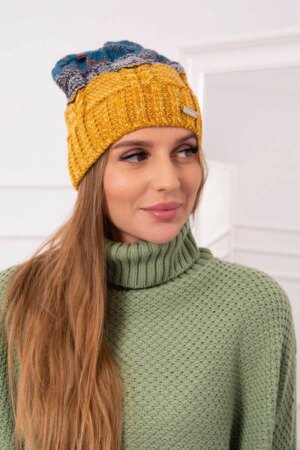 marka niezdefiniowana Cap with fleece Dolores K303 mustard+black+marine