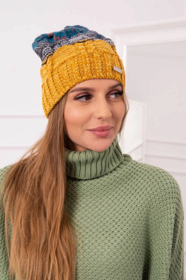 marka niezdefiniowana Cap with fleece Dolores K303 mustard+black+marine
