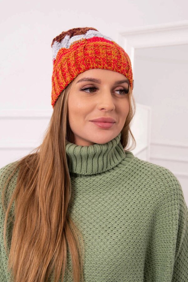 marka niezdefiniowana Cap with fleece Dolores K303 red+dark grey+camel