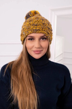 marka niezdefiniowana Cap with fleece Fiona K275 mustard + cappuccino