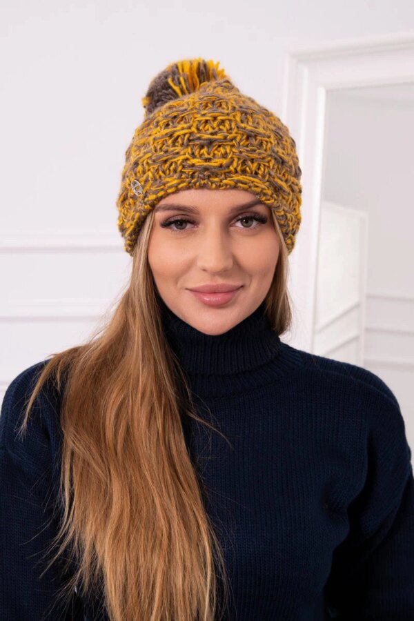 marka niezdefiniowana Cap with fleece Fiona K275 mustard + cappuccino
